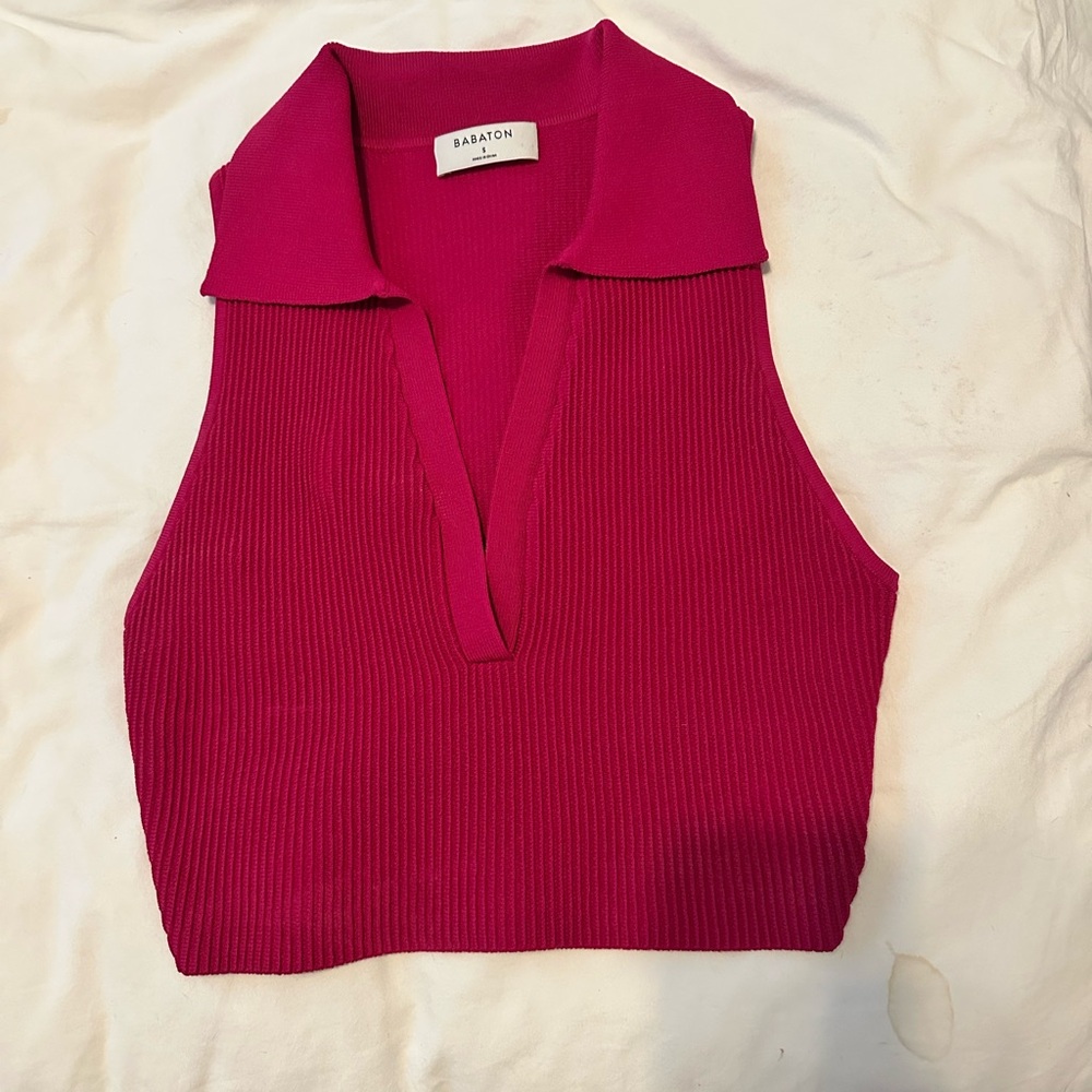 Aritzia Babaton Magenta Ribbed Tank Top